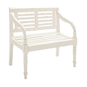 deco 79 farmhouse wood rectangle bench, 40" x 22" x 36", white