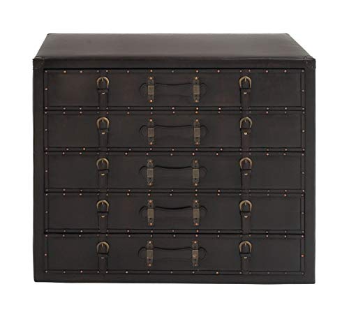 Deco 79 Wood Rectangle Chest with Buckles and Straps Detailing, 36" x 17" x 32", Black