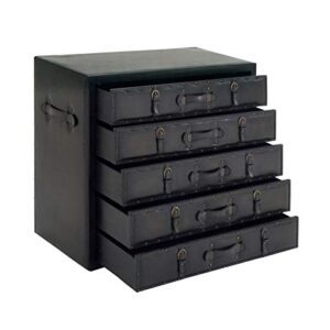 Deco 79 Wood Rectangle Chest with Buckles and Straps Detailing, 36" x 17" x 32", Black