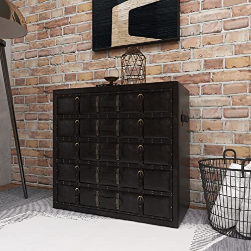 Deco 79 Wood Rectangle Chest with Buckles and Straps Detailing, 36" x 17" x 32", Black