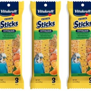 VitaKraft Kracker Crunch Treat Sticks Variety Pack for Parakeets - 3 PACK