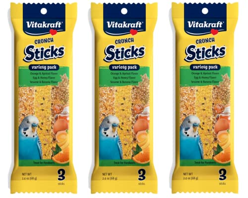 VitaKraft Kracker Crunch Treat Sticks Variety Pack for Parakeets - 3 PACK