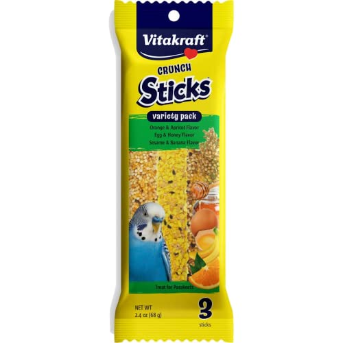 VitaKraft Kracker Crunch Treat Sticks Variety Pack for Parakeets - 3 PACK