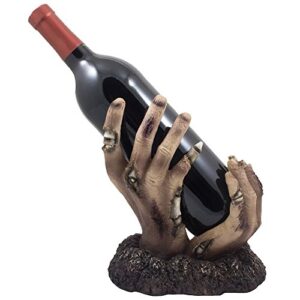zombie rising up from the grave wine bottle holder sculpture for scary halloween party decorations and spooky gothic home decor tabletop wine racks & decorative display stands as for undead fans