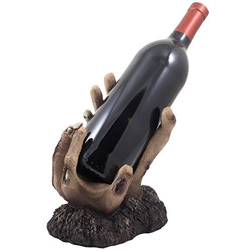 Zombie Rising up from The Grave Wine Bottle Holder Sculpture for Scary Halloween Party Decorations and Spooky Gothic Home Decor Tabletop Wine Racks & Decorative Display Stands As for Undead Fans