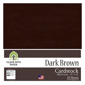 dark brown cardstock - 12 x 12 inch - 65lb cover - 25 sheets - clear path paper