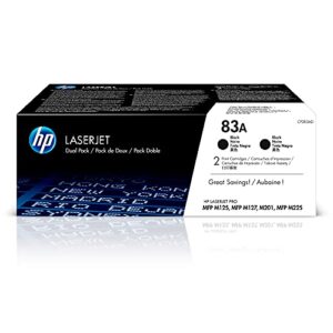 HP 83A Black Toner Cartridges (2-pack) | Works with HP LaserJet Pro M201, HP LaserJet Pro MFP M125, M127, M225 Series | CF283AD