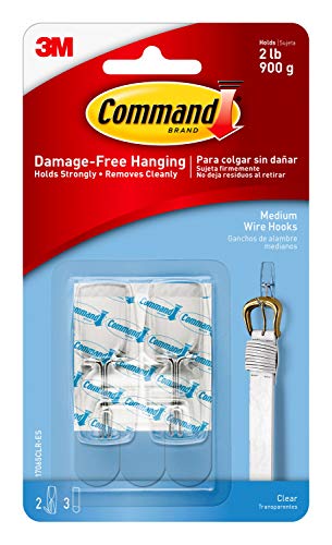 Command, Medium, Clear, Wire Toggle, 2-Hooks (17065CLR-ES), 2 Count