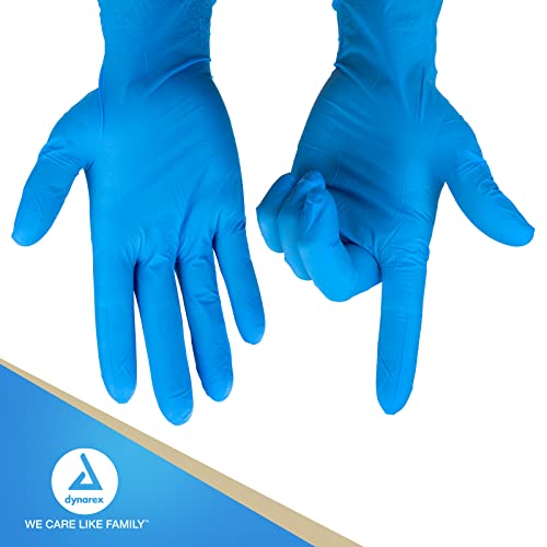Dynarex Safe-Touch Disposable Nitrile Exam Gloves, Powder-Free, Latex-Free, Touchscreen Friendly & Used by Professionals, Blue, Medium, 1 Box of 100 Safe-Touch Disposable Nitrile Exam Gloves