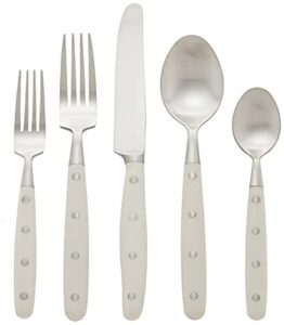 ginkgo international lyon 20-piece stainless steel flatware place setting, ivory, service for 1