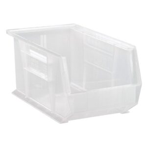 quantum qus240cl ultra stack and hang bin, 14-3/4" length x 8-1/4" width x 7" height, clear, pack of 12