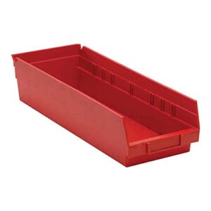 quantum storage qsb104rd 20-pack 4" hanging plastic shelf bin storage containers, 17-7/8" x 6-5/8" x 4", red