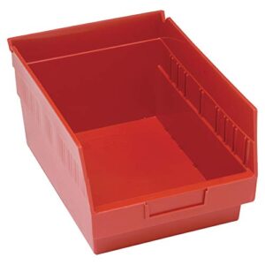 quantum qsb207rd store more shelf bin, 11-5/8" length x 8-3/8" width x 6" height, red, pack of 20
