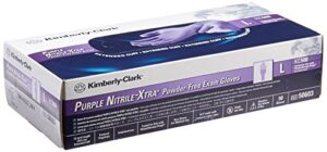 kimberly clark safety 50603 safeskin nitrile-xtra exam gloves, 12" length, large, purple (pack of 50)