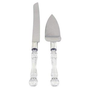 adorox cake knife and server set acrylic stainless steel faux crystal handle holiday thanksgiving christmas