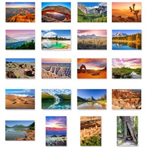 US NATIONAL PARKS postcard set of 20. Post card variety pack depicting American national parks postcards. Made in USA.