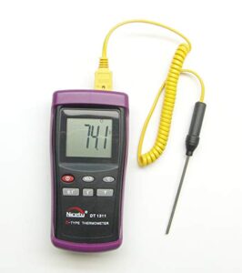 digital scientific k-type thermocouple thermometer with 1 sensor wire probe and 3" stainless steel insertion probe dt1311
