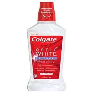 colgate optic white whitening mouthwash, fresh mint - 500ml, 16.9 fluid ounce