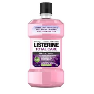 listerine total care alcohol-free anticavity mouthwash, 6 benefit fluoride mouthwash for bad breath and enamel strength, fresh mint flavor, 1 l