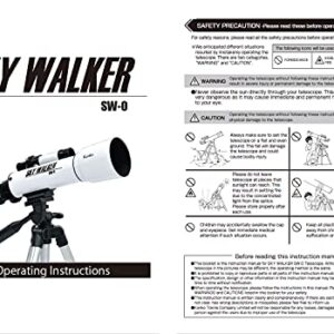 Kenko Telescope Sky walker SW-0, Refracting Telescope, for starry sky and ground observations, Light Weight, White, 111161