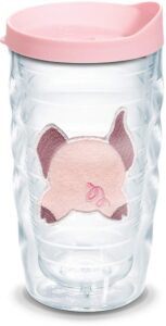 tervis front & back pig made in usa double walled insulated tumbler travel cup keeps drinks cold & hot, 10oz wavy, clear