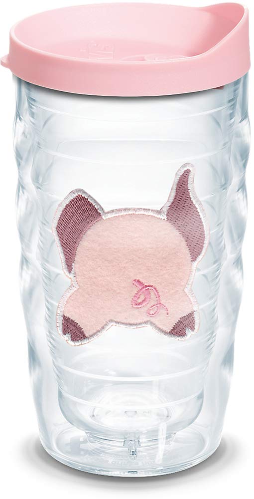 Tervis Front & Back Pig Made in USA Double Walled Insulated Tumbler Travel Cup Keeps Drinks Cold & Hot, 10oz Wavy, Clear