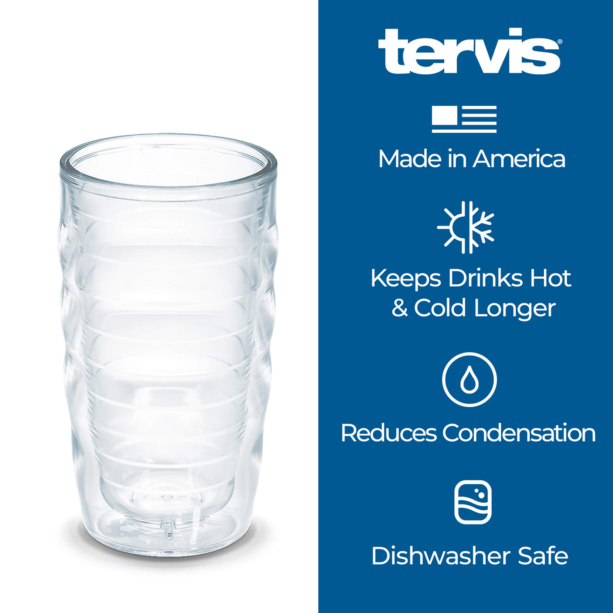 Tervis Front & Back Pig Made in USA Double Walled Insulated Tumbler Travel Cup Keeps Drinks Cold & Hot, 10oz Wavy, Clear