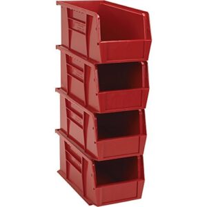 quantum qus230rd ultra stack and hang bin, 10-7/8" length x 5-1/2" width x 5" height, red, pack of 12