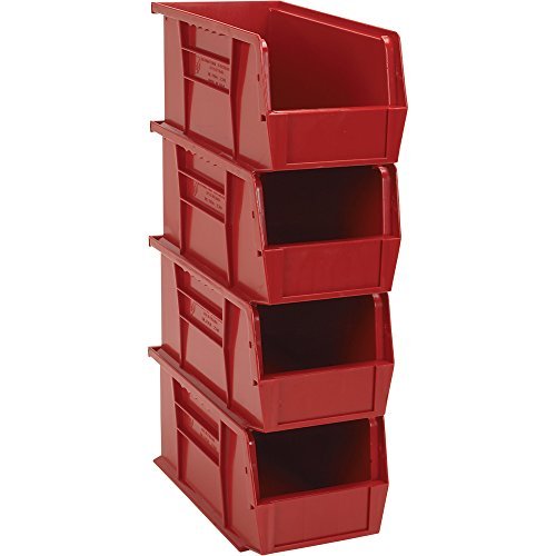 Quantum QUS230RD Ultra Stack and Hang Bin, 10-7/8" Length x 5-1/2" Width x 5" Height, Red, Pack of 12