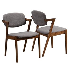 Coaster Malone (Set of 2) Dining Side Chairs Grey and Dark Walnut 20.25"D x 22.75"W x 30"H 105352