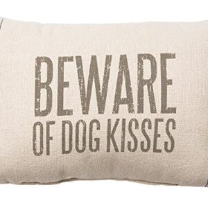 Primitives by Kathy Vintage Flour Sack Style Throw Pillow, 1 Count (Pack of 1), Dog Kisses