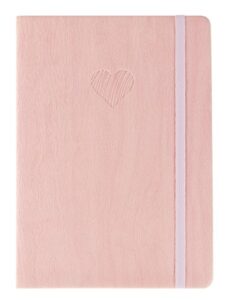 red co. 5 x 7 inch embossed heart faux leather journal with 240 lined pages, pink