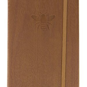 Red Co. 5 x 7 inch Embossed Bee Textured Faux Leather Journal, 240 Lined Pages, Brown