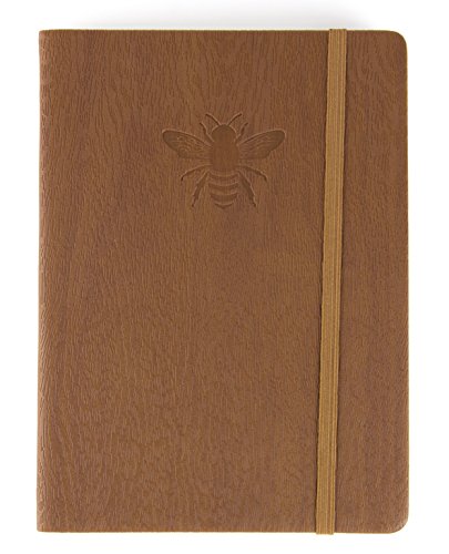 Red Co. 5 x 7 inch Embossed Bee Textured Faux Leather Journal, 240 Lined Pages, Brown