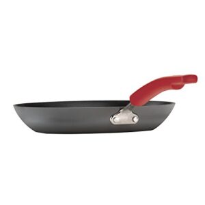 Rachael Ray Brights Hard Anodized Nonstick Frying Pan / Fry Pan / Hard Anodized Skillet - 12.5 Inch, Gray with Red Handles