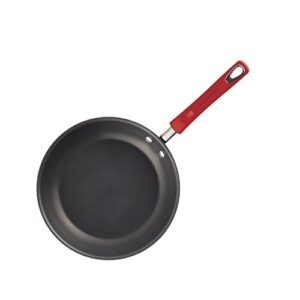 Rachael Ray Brights Hard Anodized Nonstick Frying Pan / Fry Pan / Hard Anodized Skillet - 12.5 Inch, Gray with Red Handles