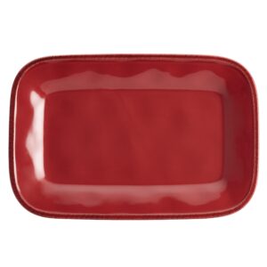 rachael ray cucina dinnerware 8-inch x 12-inch stoneware rectangular platter, cranberry red -
