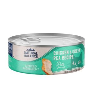natural balance limited ingredient adult grain-free wet canned cat food, chicken & green pea recipe, 5.5 ounce (pack of 24)