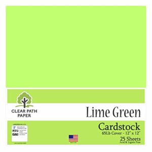 lime green cardstock - 12 x 12 inch - 65lb cover - 25 sheets - clear path paper
