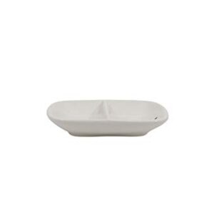 Creative Co-Op Ceramic "Mr. & Mrs." Two Section Dish, White