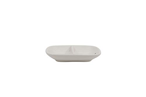 Creative Co-Op Ceramic "Mr. & Mrs." Two Section Dish, White