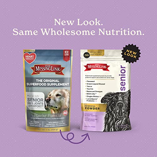 The Missing Link Senior Dog Supplement 1lb Bag - Powerful Powder Supports Bones, Joints, Skin, Coat, Heart, Eyes, Memory & Cognition