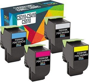 do it wiser compatible toner cartridge replacement for lexmark cs310dn cs410dn cs310n cs310 cs510de cs410n cs410 cs510-701hk 70c1hk0, 701hc 70c1hc0, 701hm 70c1hm0, 701hy 70c1hy0 (4 pack)