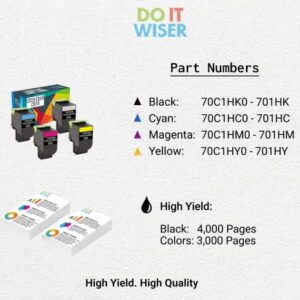 Do it Wiser Compatible Toner Cartridge Replacement for Lexmark CS310dn CS410dn CS310n CS310 CS510de CS410n CS410 CS510-701HK 70C1HK0, 701HC 70C1HC0, 701HM 70C1HM0, 701HY 70C1HY0 (4 Pack)