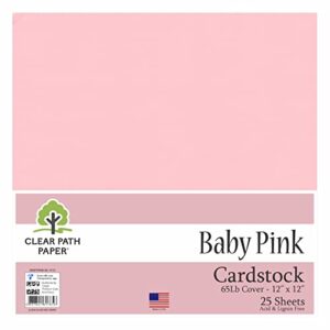 baby pink cardstock - 12 x 12 inch - 65lb cover - 25 sheets