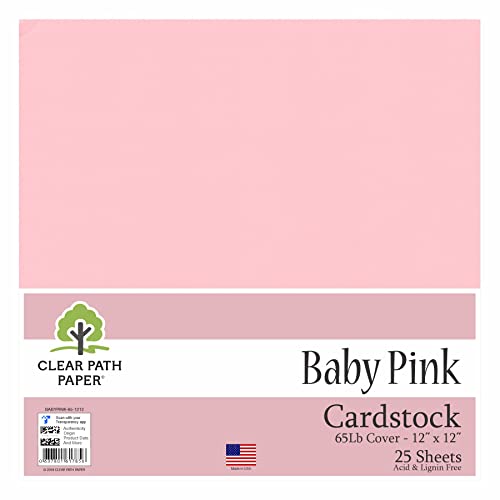 Baby Pink Cardstock - 12 x 12 inch - 65Lb Cover - 25 Sheets