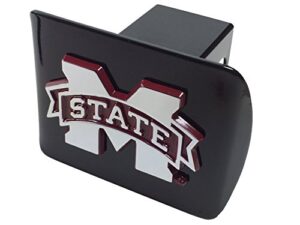 amg mississippi state university metal emblem (chrome with maroon trim) on black metal hitch cover