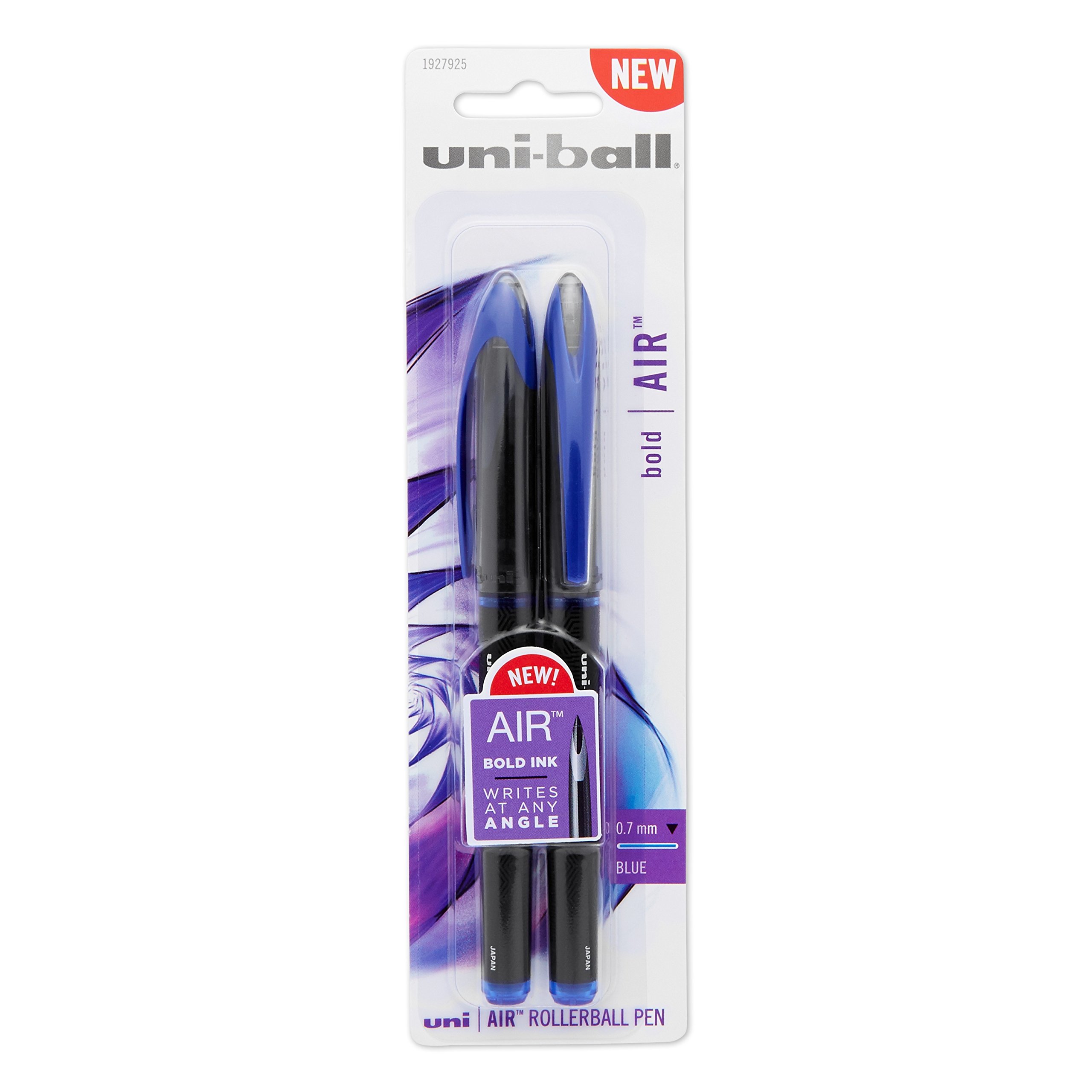 uni-ball AIR Rollerball Pens, Fine Point (0.7mm), Blue, 2 Count