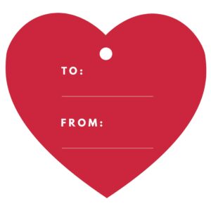 andaz press heart gift tags, modern style, to/from, red, 30-pack