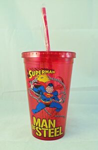 superman man of steel insulated plastic straw cup